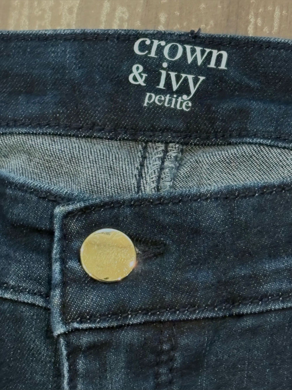 Crown & Ivy Dark Wash Embellished Metallic Button Skinny Jeans Size Petite 14 - Picture 5 of 14
